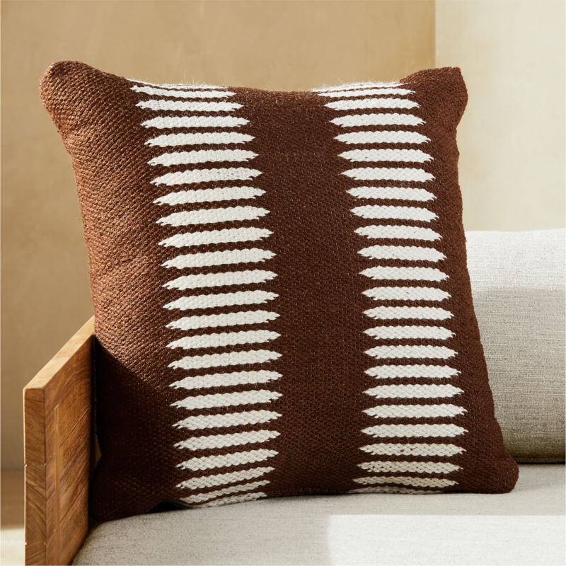 20" Trait Brown and White Outdoor Pillow + Reviews | CB2 | CB2