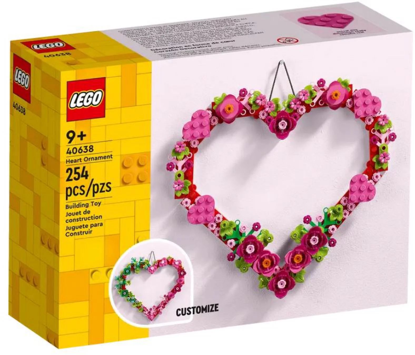 LEGO Heart Ornament Building Toy Kit, Heart Shaped Arrangement of Artificial Flowers, Great Gift ... | Walmart (US)