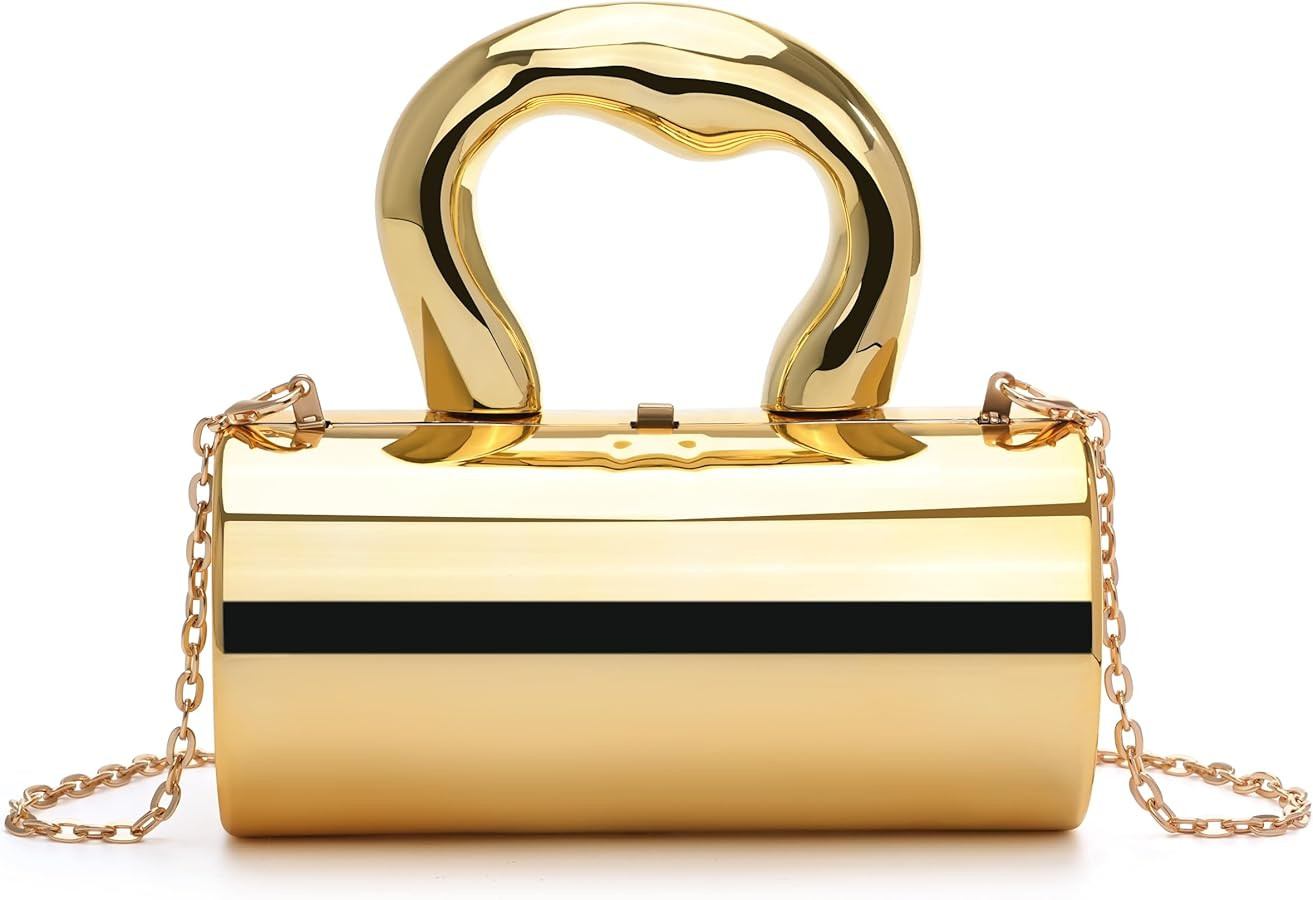 Acrylic Clutch Bag, Acrylic Purse for Women with Removable Strap and Lift-Up Lock, Gold Clutch Pu... | Amazon (US)