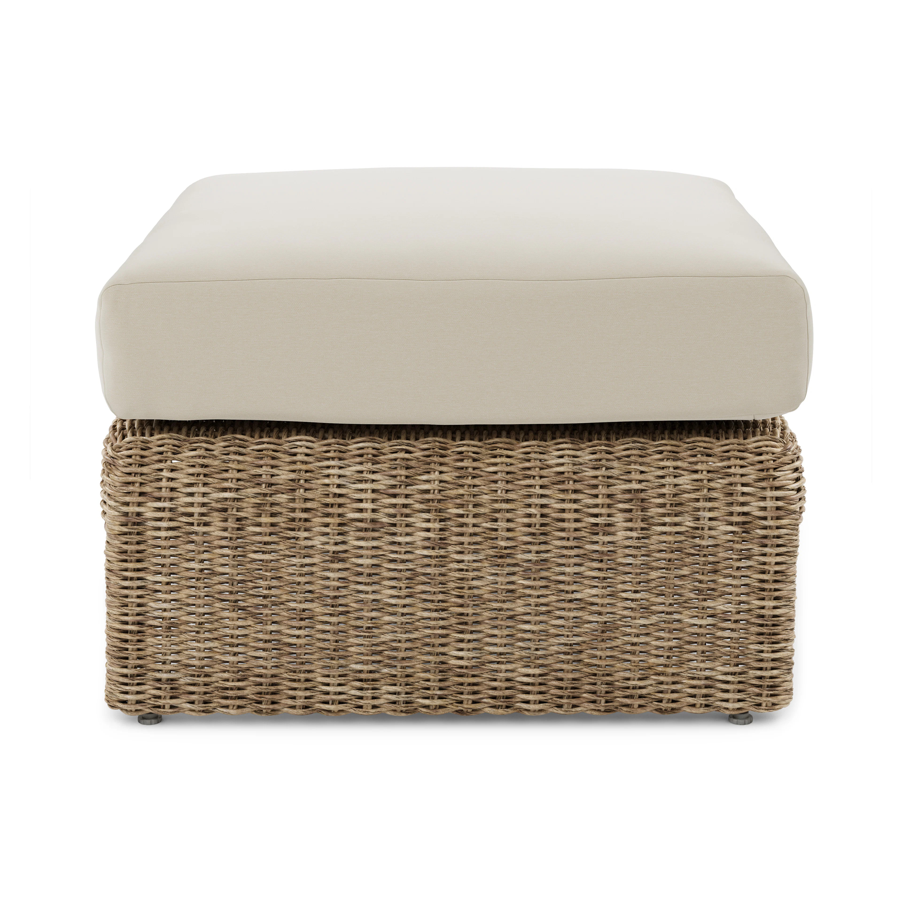 Willa 28.5" Outdoor Wicker Ottoman - Dravite Ivory | Article