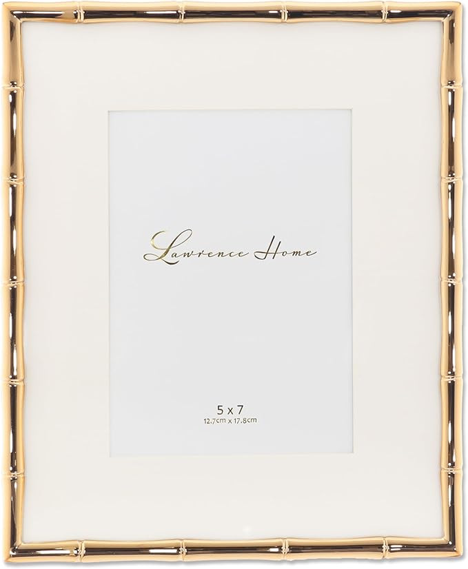 Lawrence Frames Bamboo Design Metal Frame, 8x10, Matted 5x7, Gold | Amazon (US)