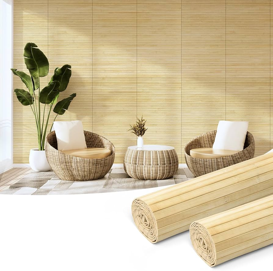 Art3d Natural Bamboo Wall Panel for Interior Wall Decor, Renewable Pole Wrap Wainscoting Paneling... | Amazon (US)
