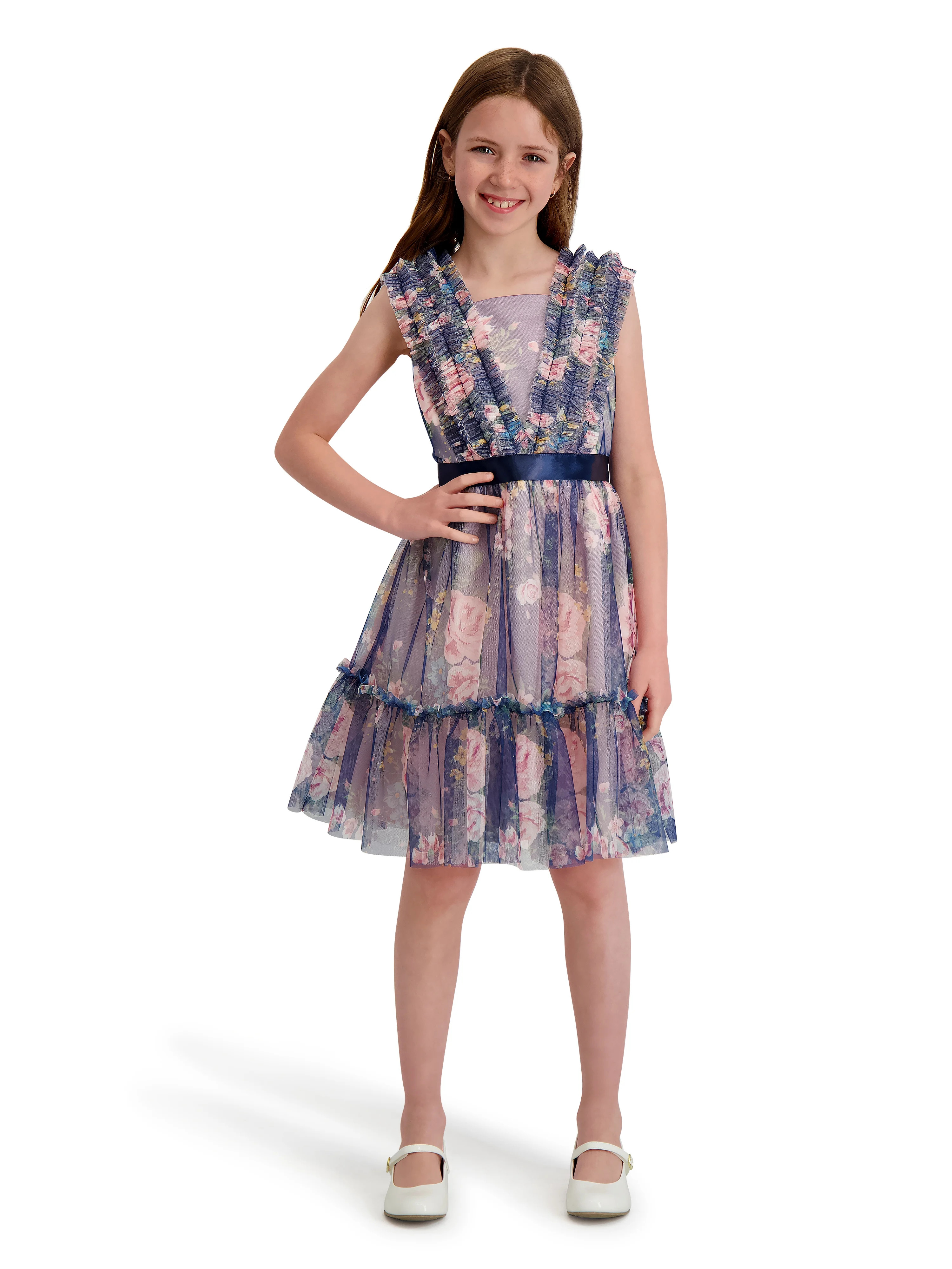 Kensie Girl Printed Mesh Sleeveless Dress, Sizes 4-16 | Walmart (US)