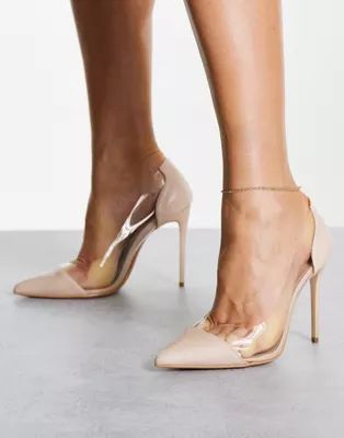 Truffle Collection clear stiletto heeled shoes in beige | ASOS (Global)