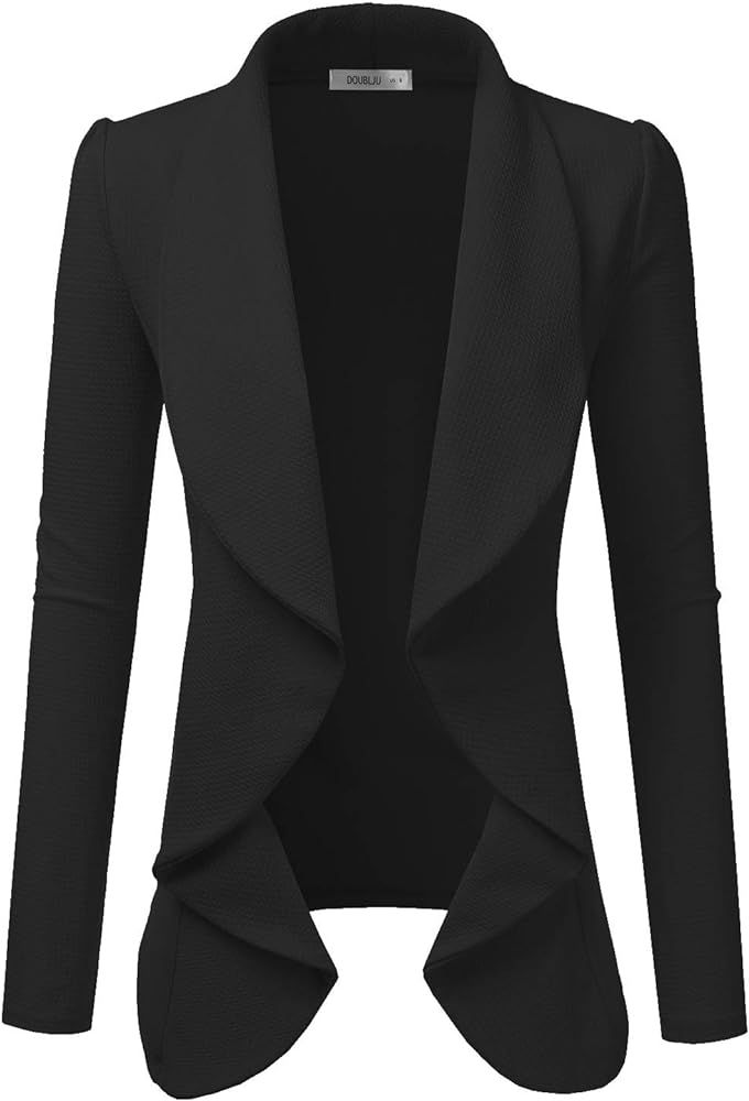 DOUBLJU Classic Draped Open Front Long Sleeve Business Casual Work Deconstructed Blazer Jackets f... | Amazon (US)