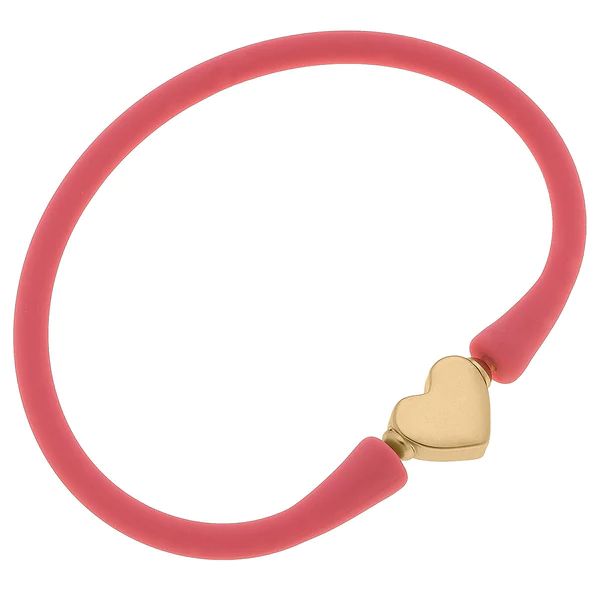 Bali Heart Bead Silicone Bracelet in Pink | CANVAS