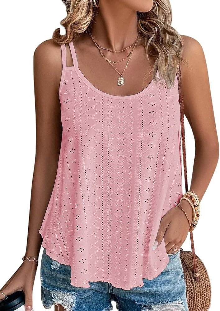 ATHMILE Women's Tank Tops Sleeveless Summer Top Spaghetti Strap Spring Shirt Loose Fit Beach Vaca... | Amazon (US)