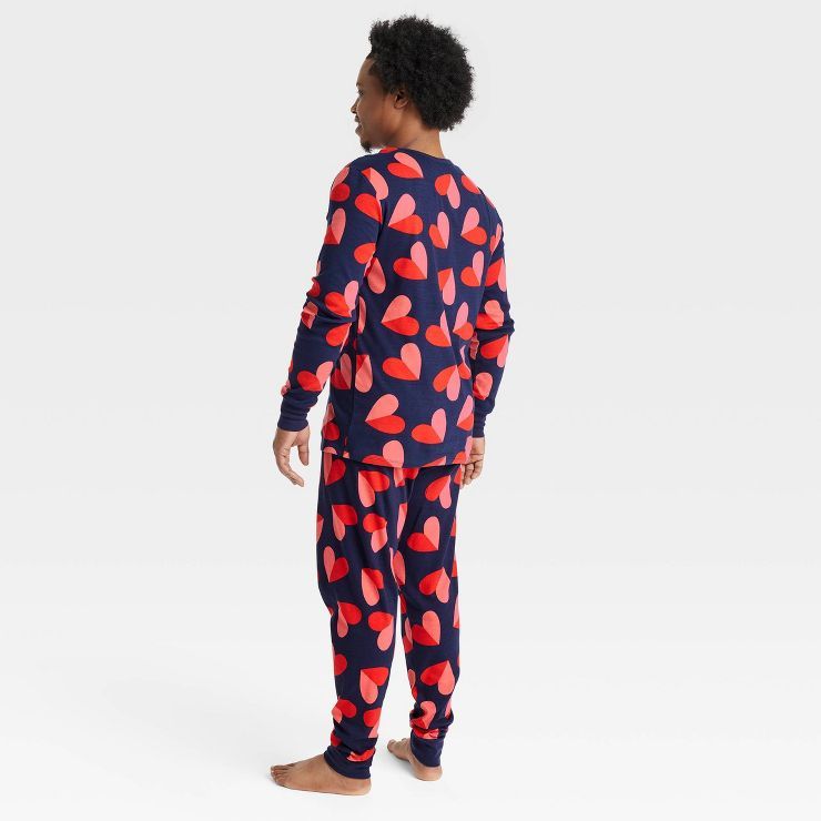 Men's Valentine's Day Hearts Matching Family Pajama Set - Navy | Target