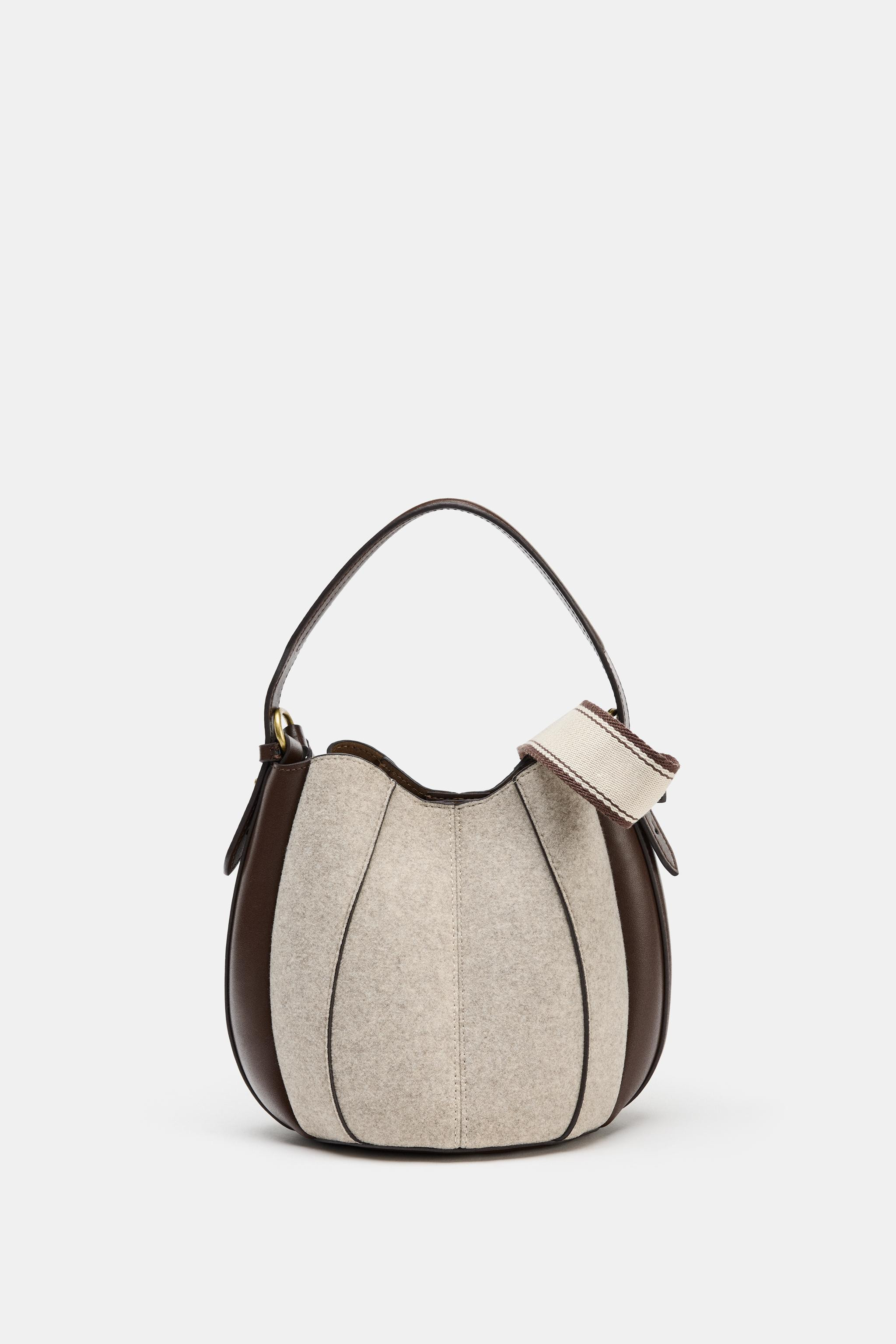 TOPSTITCHED FABRIC BUCKET BAG | Zara US