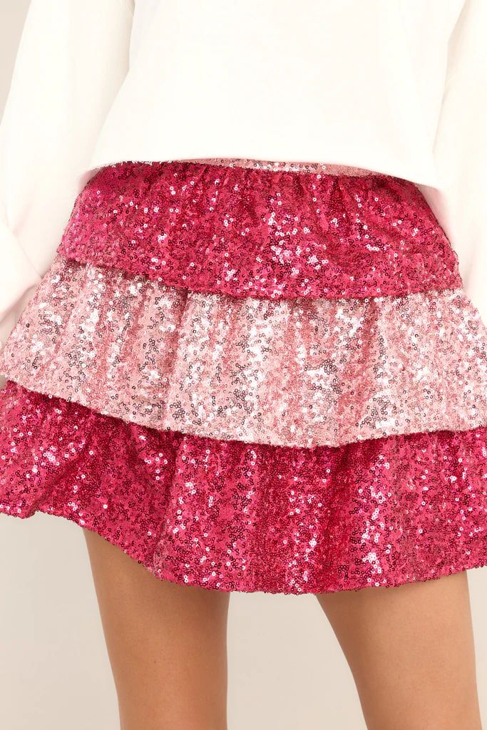 Stay Dreaming Pink Sequin Mini Skirt | Red Dress 