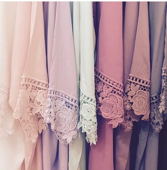 Bridesmaid Robes - Lace Trim - Bride Robe - Bridal Party Robes - Custom Monogrammed - Getting Rea... | Etsy (US)