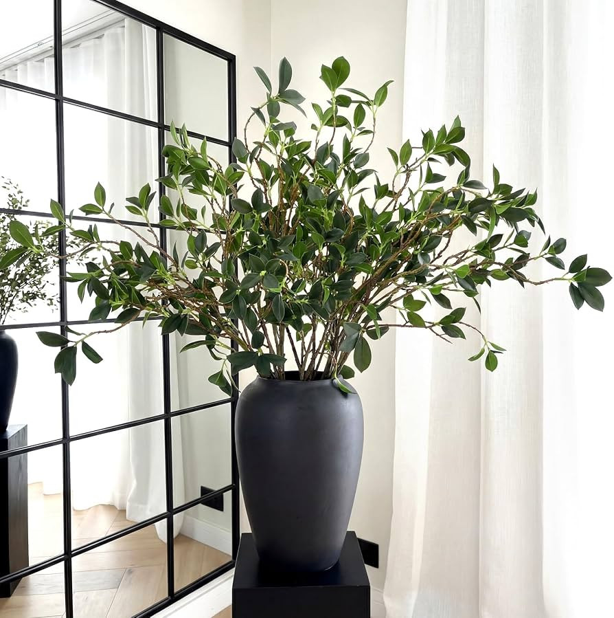 6 Pcs Artificial Greenery Stems 28 Inch Tall Faux Bay Leaf Branches Spring Fake Greenery Plants P... | Amazon (US)