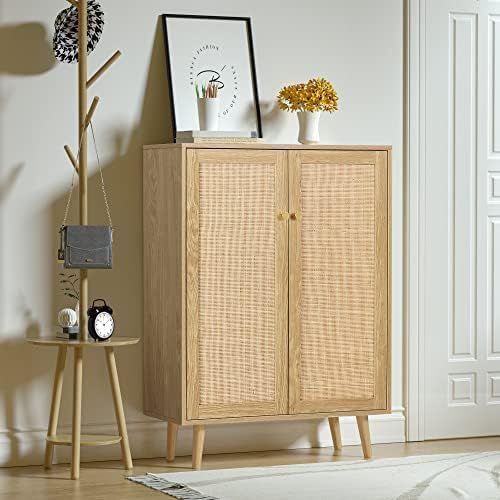 Anmytek Rattan Cabinet, 44" H Tall Sideboard Storage Cabinet with Crafted Rattan Front, Entry Cab... | Amazon (US)