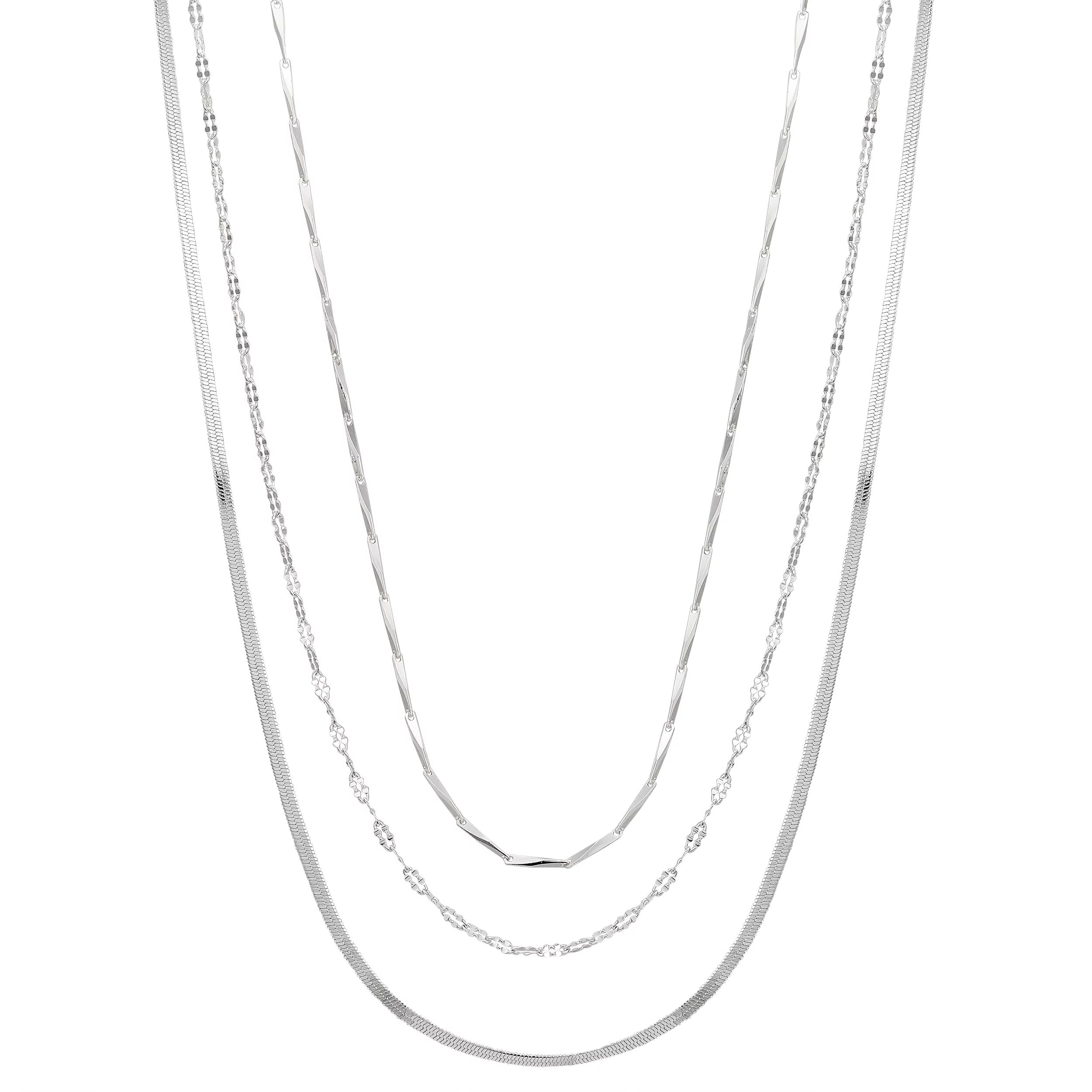Women's Fine Silver Plated Multi-Length Chain Set, 16+2", 18+2", 20+2" | Walmart (US)