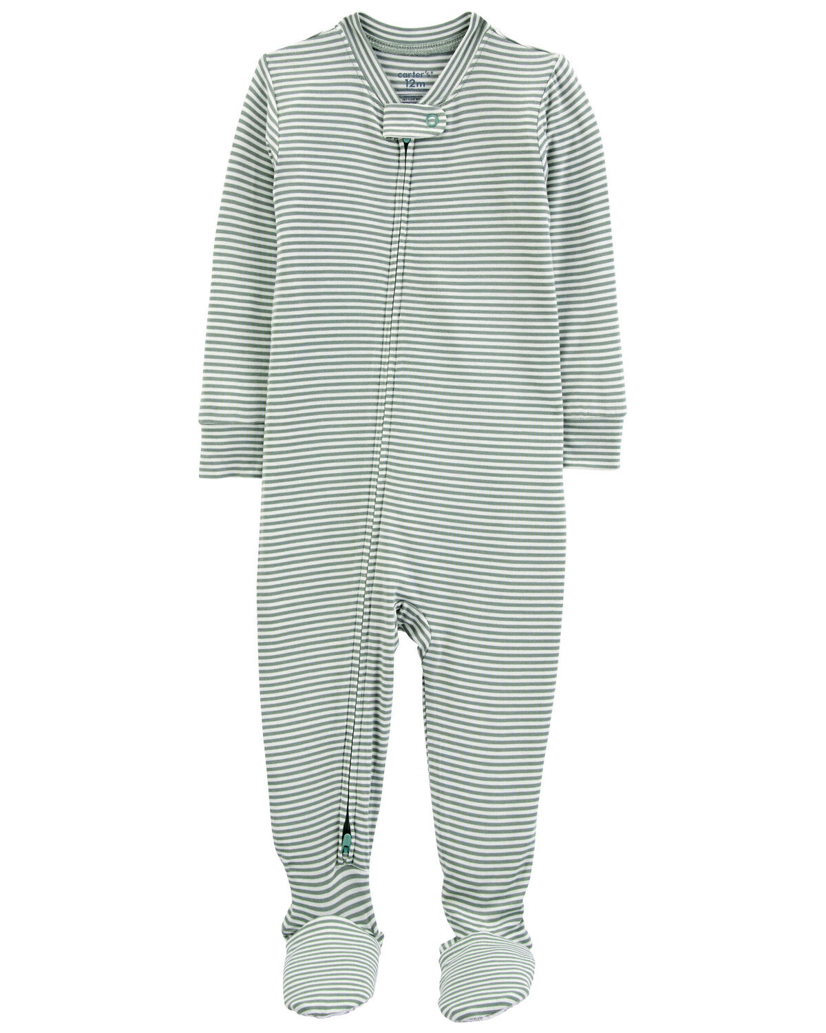 Green Baby Striped 1-Piece PurelySoft Footie Pajamas | carters.com | Carter's