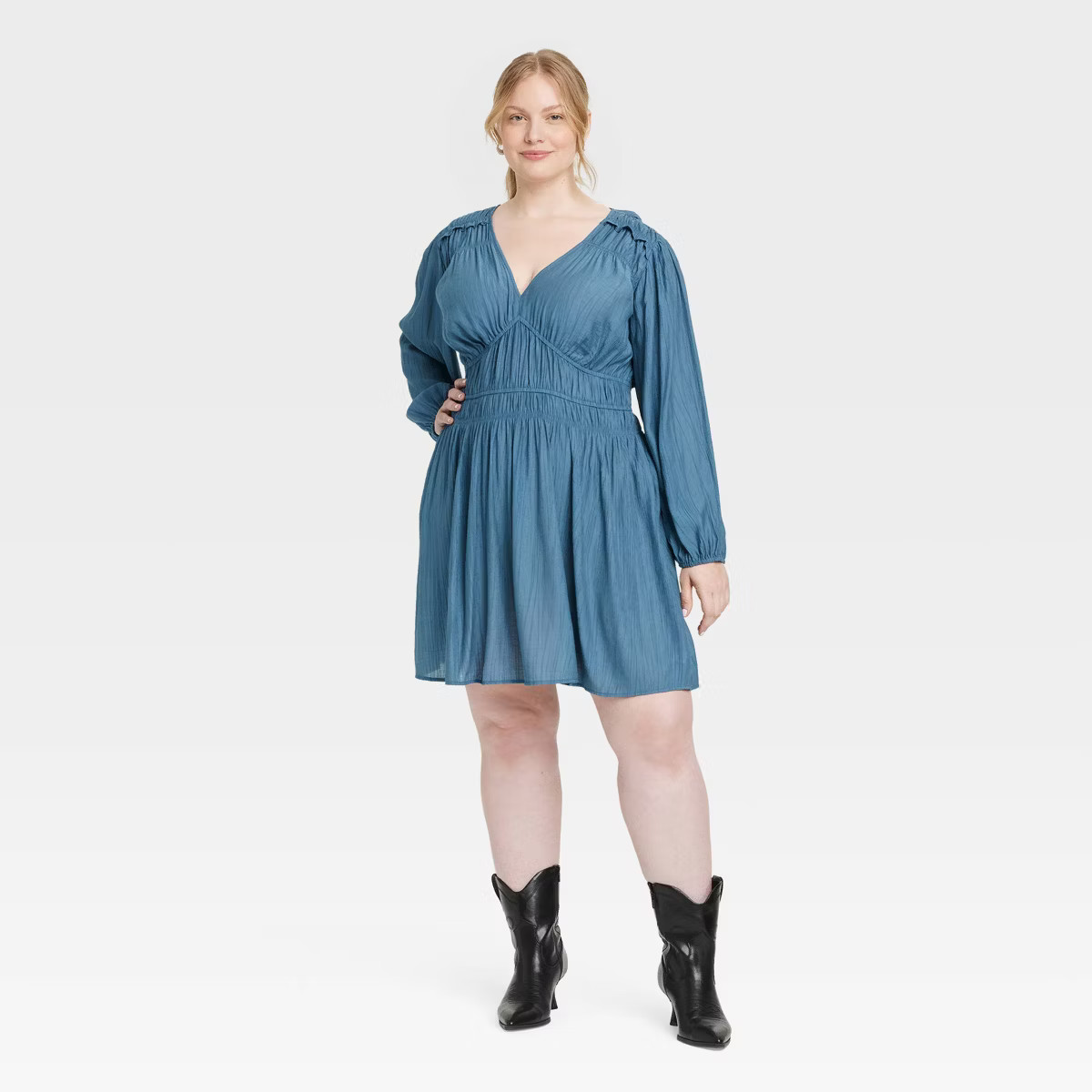 Women's Long Sleeve Smocked Ruffle Mini A-Line Dress - Universal Thread™ | Target