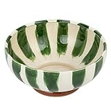 Creative Co-Op 10.25 Inches Round Hand-Painted Stoneware Footed Stripes and Reactive Glaze, Green... | Amazon (US)