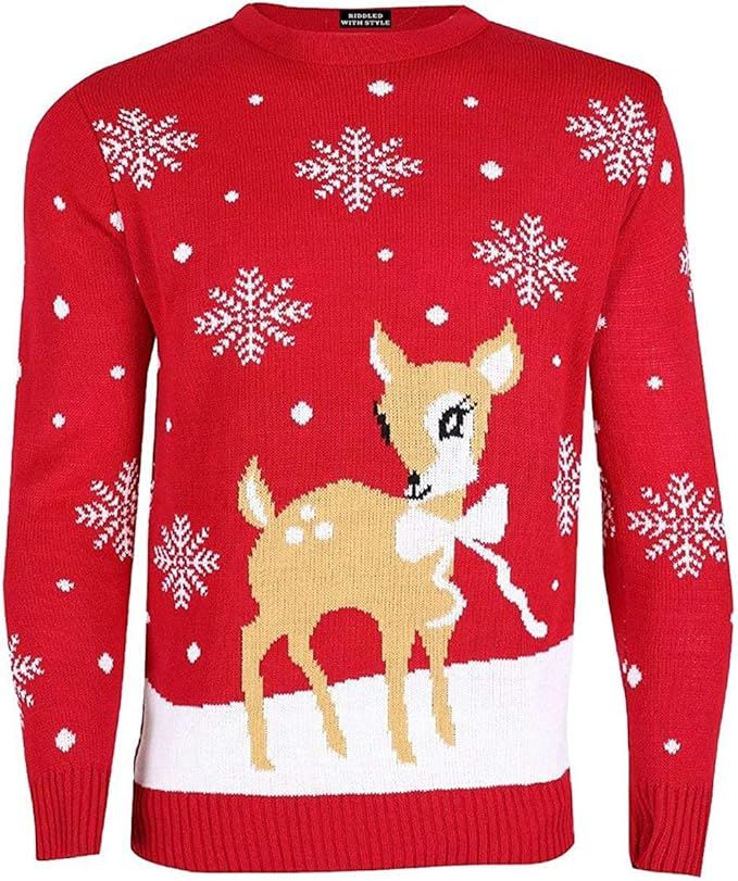 GirlzWalk New Adults Women's Baby Reindeer Christmas Jumper Unisex Bambi Deer Xmas Knitted Sweate... | Amazon (US)
