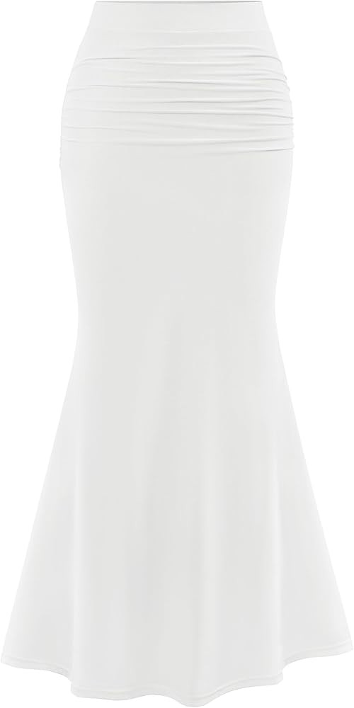 PRETTYGARDEN Women Fitted Mesh Mermaid Skirt 2026 Spring Summer Casual High Waisted Ruched Maxi L... | Amazon (US)