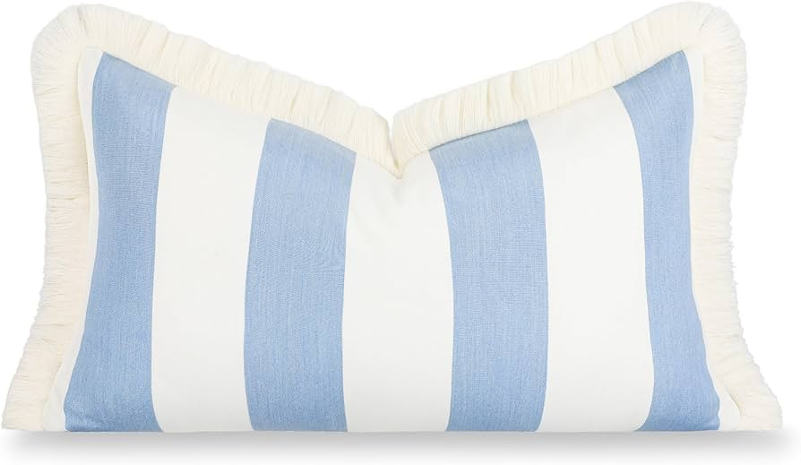 Hofdeco Premium Coastal Hampton Outdoor Performance Lumbar Pillow Cover Only, 12"x20" Water Repel... | Amazon (US)