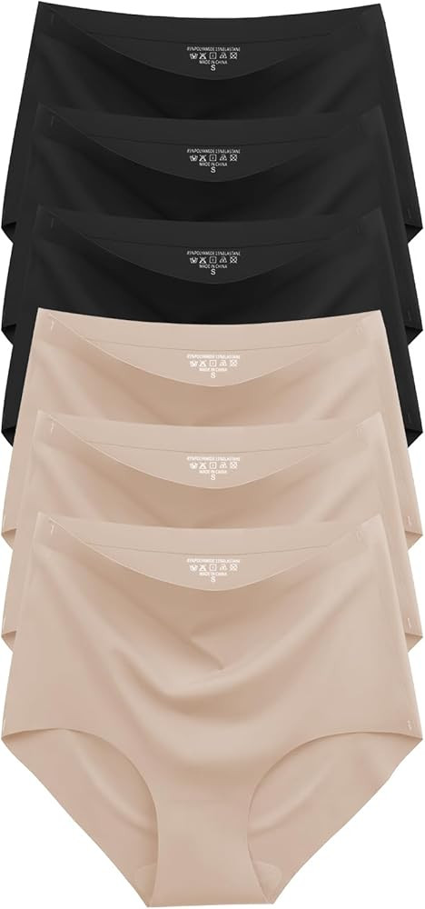 Cuweni Womens Underwear Seamless High Waisted Briefs Silky Stretch No Show Breathable Full Covera... | Amazon (US)
