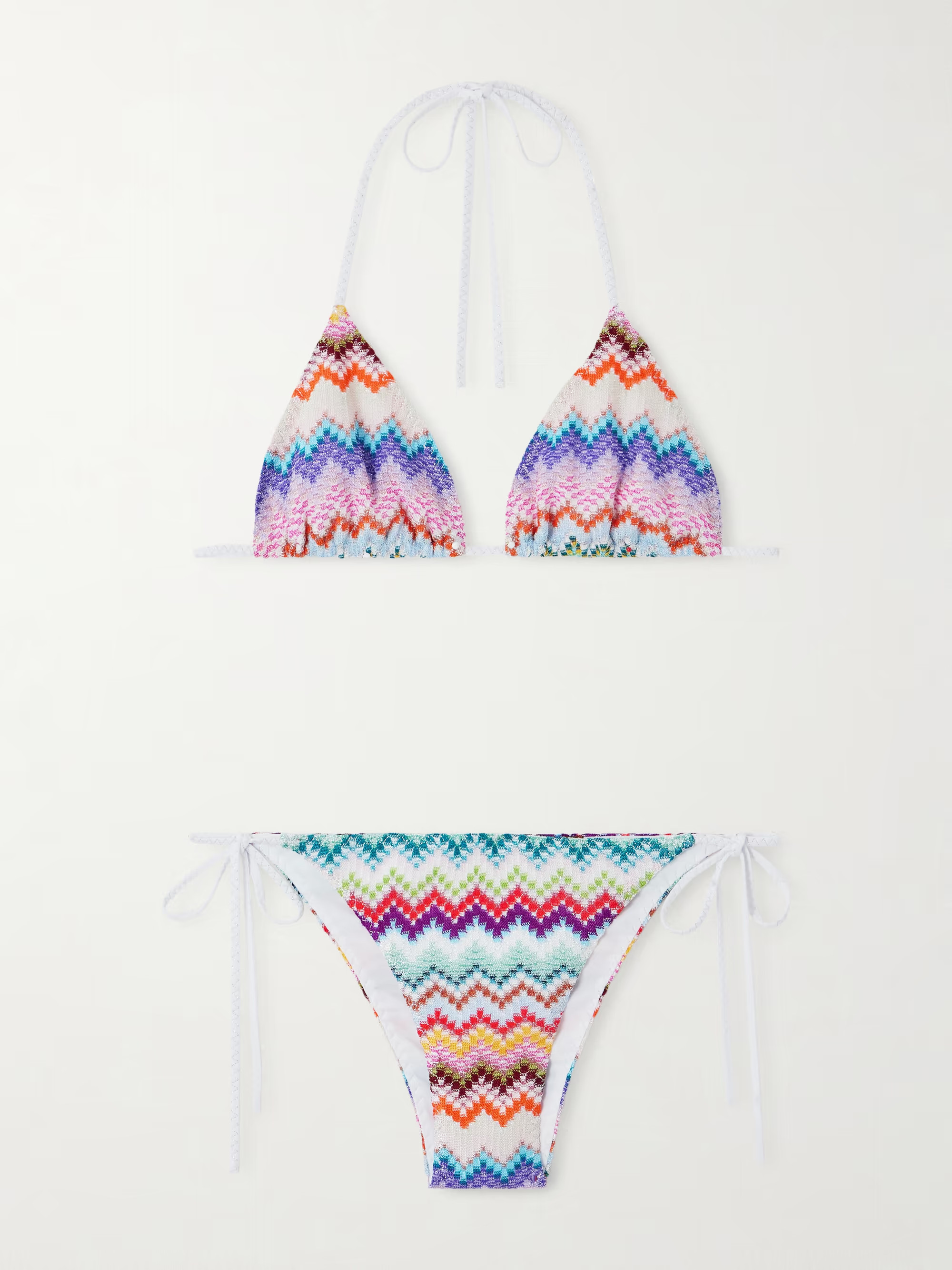 Mare striped metallic crochet-knit triangle bikini | NET-A-PORTER (US)