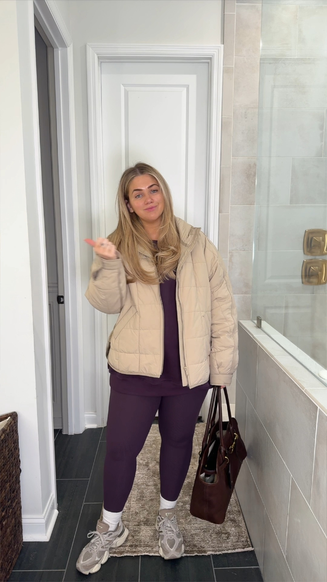 Today’s Comfy but cute fit! 🤍 
Under Tank — large 
Sweatshirt — XL 
Leggings — large 