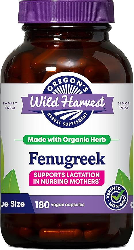 Oregon's Wild Harvest Organic Non-GMO Fenugreek Capsules, Lactation Support Herbal Supplements fo... | Amazon (US)