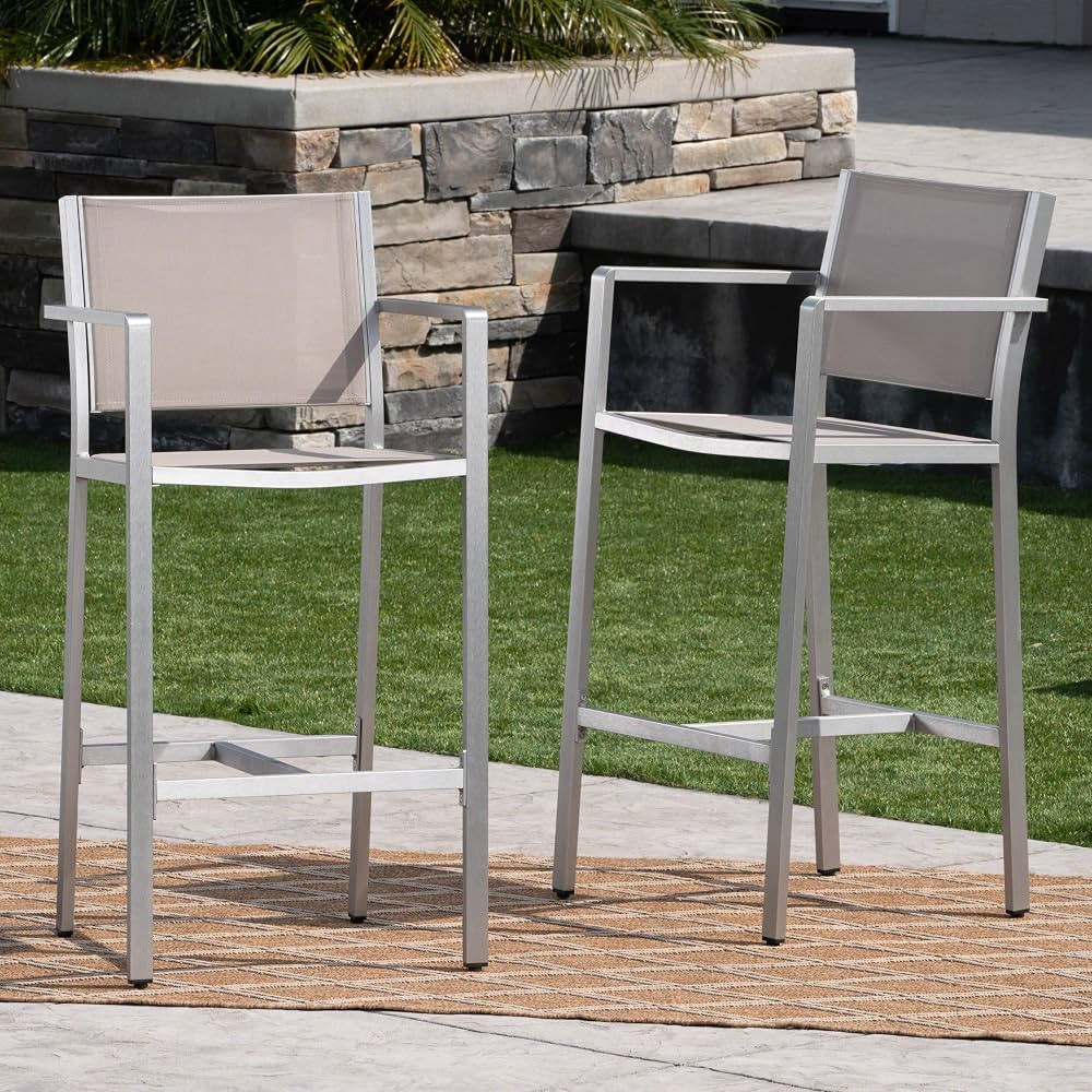 Stylish Outdoor Barstools for Relaxation and Comfort, Durable Rust-Proof Aluminum Frame, Set of 2... | Amazon (US)