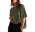 Dokotoo Summer Tops 2024 Womens Solid T Shirts for Women Loose Oversized Shirts Basic Tee | Amazon (US)