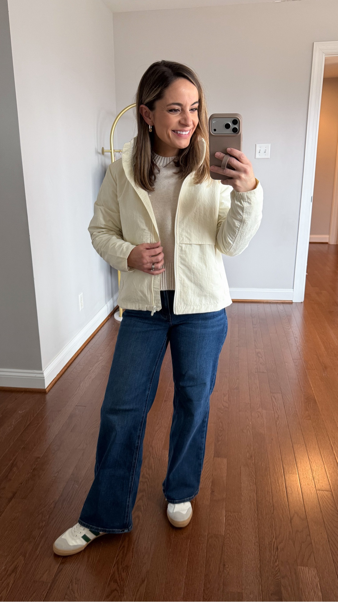 A wear test of the Bella Wide Leg jeans from Quince! 

They loosen some with wear but don’t bag out. Between the wide and relaxed straight I find the relaxed straight holds a little better because the denim is thicker. 

Jeans: 24 x 28” in midnight blue 
Sweater: xs in speckled beige 
Jacket: xs 

#LTKPetite