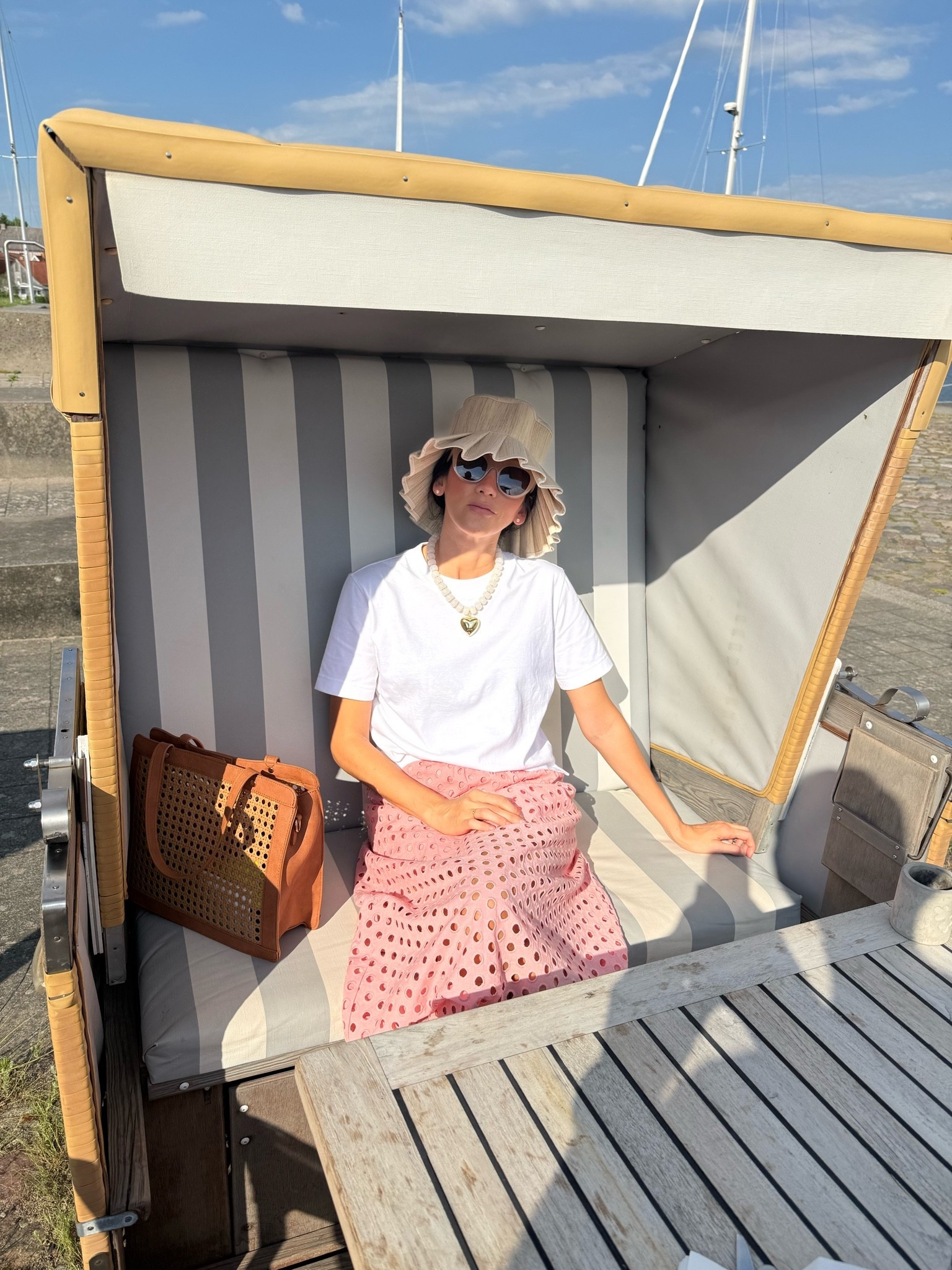 Perfect oversized white tee, summer beads neacklace, affordable eyelet skirt, summer skirt, raffia shoes, raffia bag, cat eye sunglasses, summer look, summer outfit, casual summer outfit, casual summer look

#LTKTravel #LTKootd #LTKgrwm
