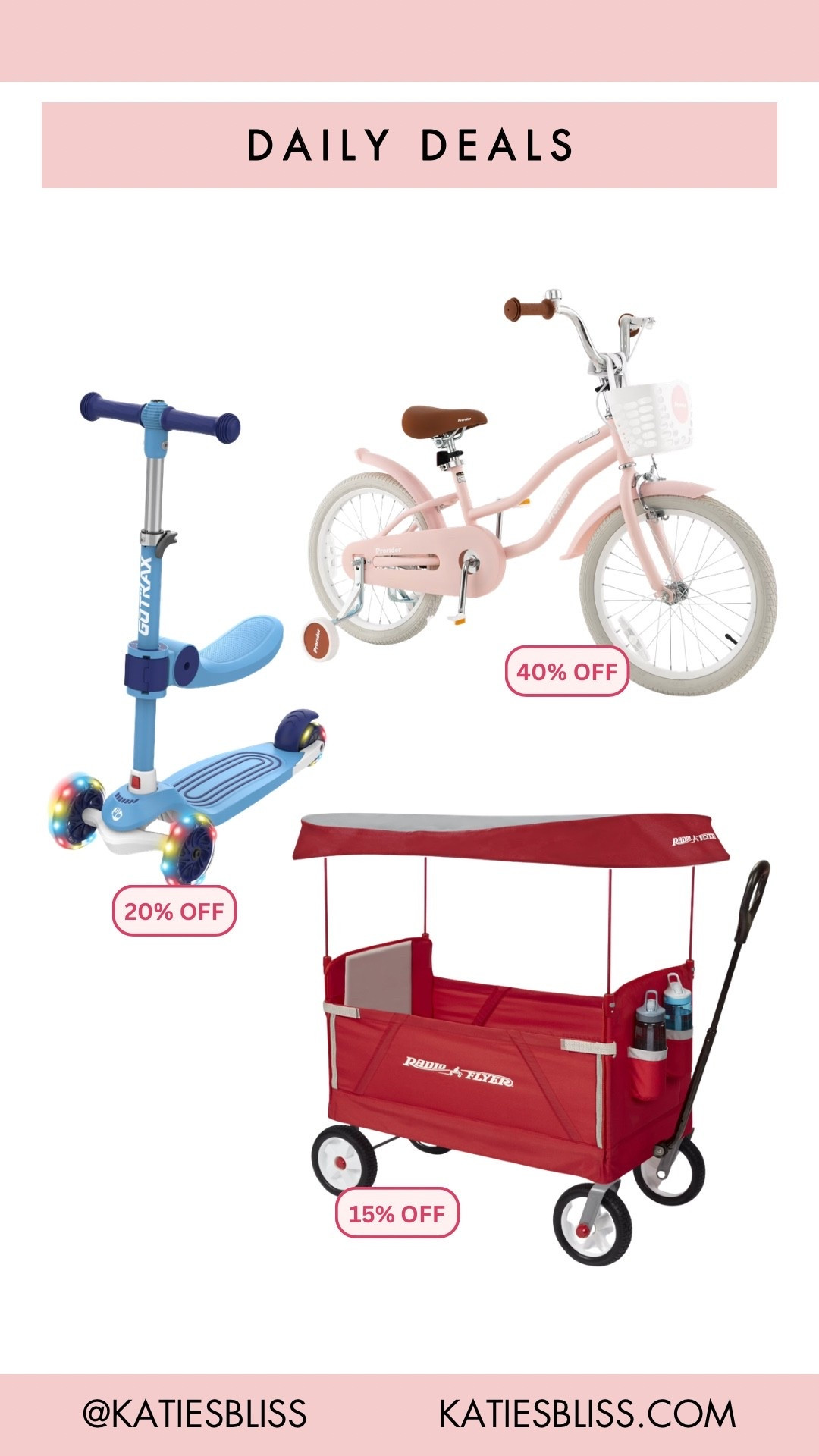 Daily deals ✨

Walmart. Sale. Deal. Markdown. Rollback. Wagon. Radio flyer. Bike. Scooter. Outdoor. Toy. Kids  



#LTKKids #LTKSaleAlert
