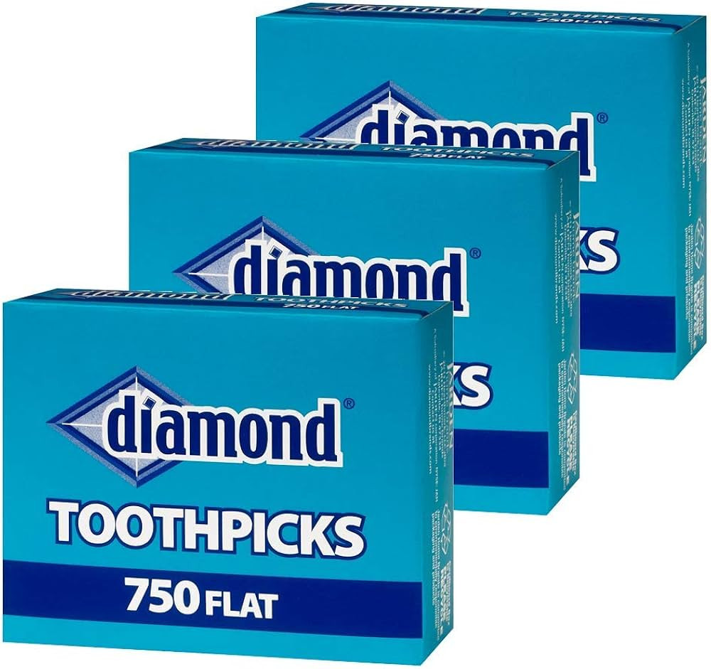 Diamond Flat Toothpicks 750ct, 3 Pack | Amazon (US)