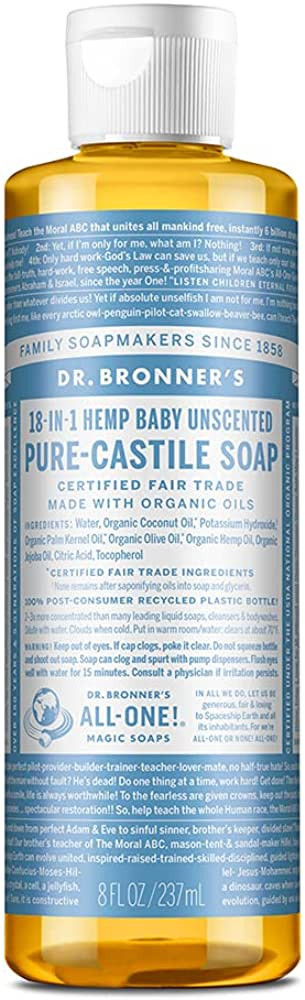 Dr. Bronners - Pure-Castile Liquid Soap (Baby Unscented, 8 Ounce) - Made with Organic Oils, 18-in... | Amazon (US)