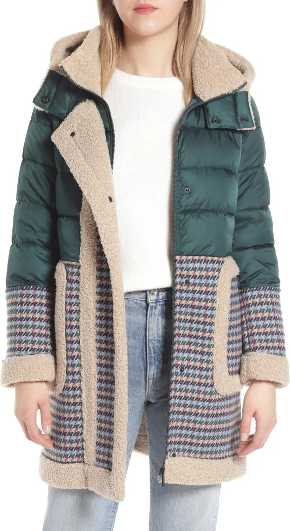 Sam Edelman Mix Media Puffer Hooded Coat | Nordstrom | Nordstrom