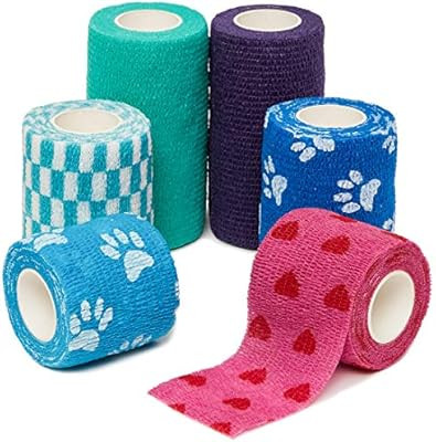 Self Adhesive Bandage Wrap, Cohesive Tape in 3 Sizes and 6 Designs (16 Pack) | Amazon (US)