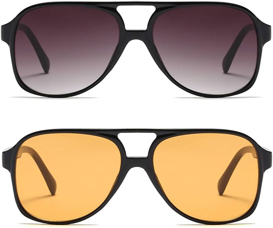 Vintage Retro 70s Sunglasses for Women Men Classic Large Squared Aviator Frame UV400 Trendy Orang... | Amazon (CA)