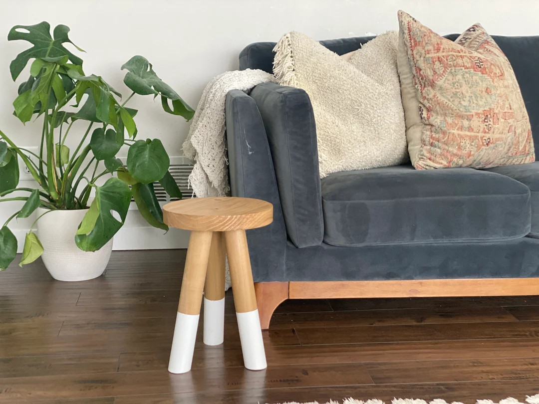 Dipped Wood Accent Stool  Wooden Plant Stand - Etsy | Etsy (US)