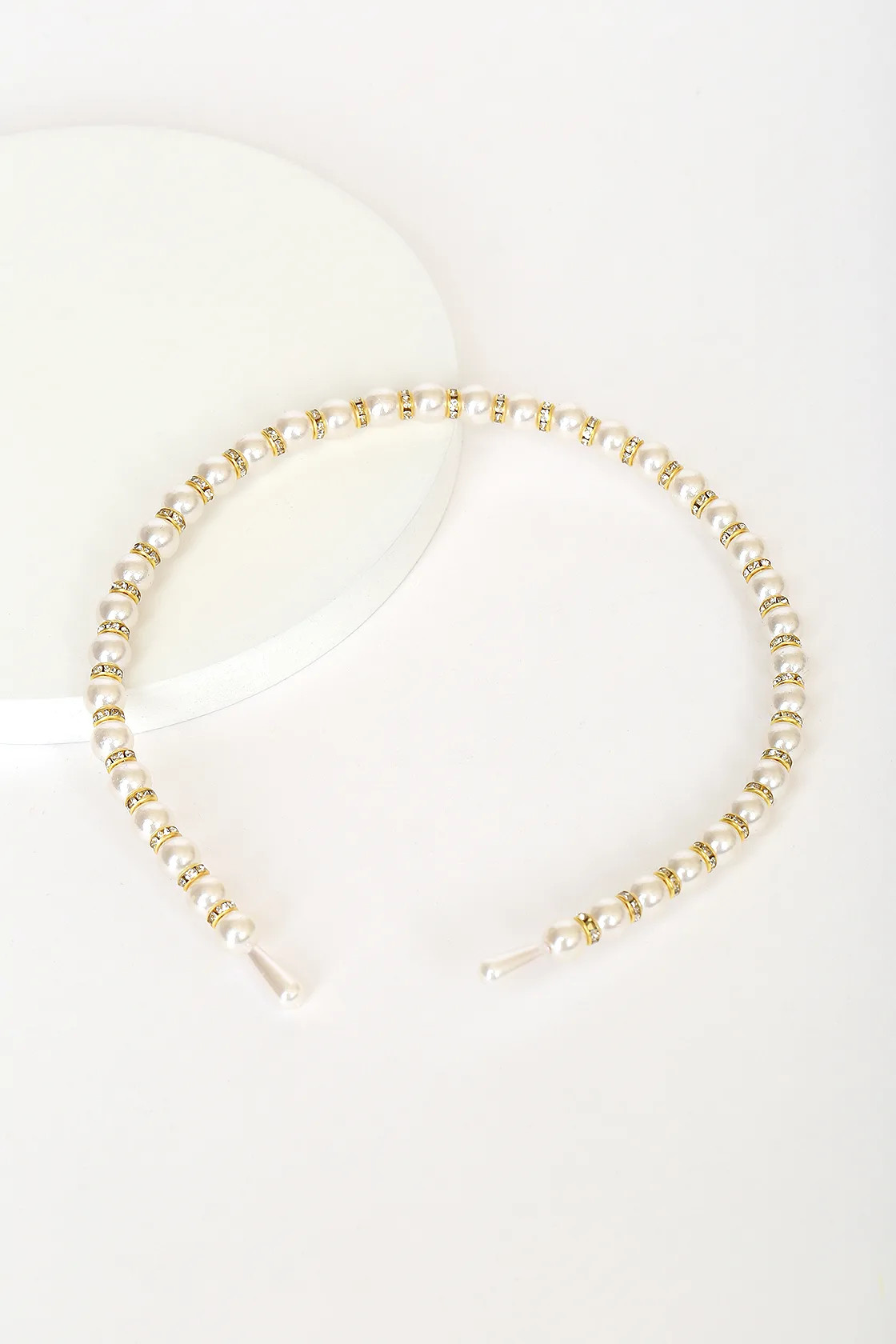 Going for Glamorous White Pearl and Rhinestone Headband | Lulus (US)