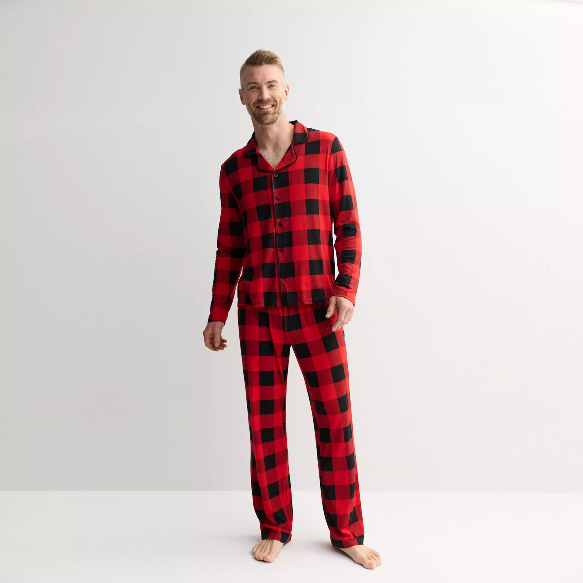 Men's Jammies For Your Families® Buffalo Check Notch Collar Pajama Top & Pajama Bottoms Set | Kohl's