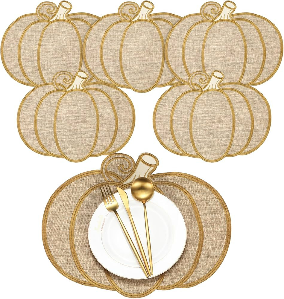 6 Pcs Fall Placemats Autumn Pumpkin Placemats for Thanksgiving Harvest Decoration Natural Color P... | Amazon (US)