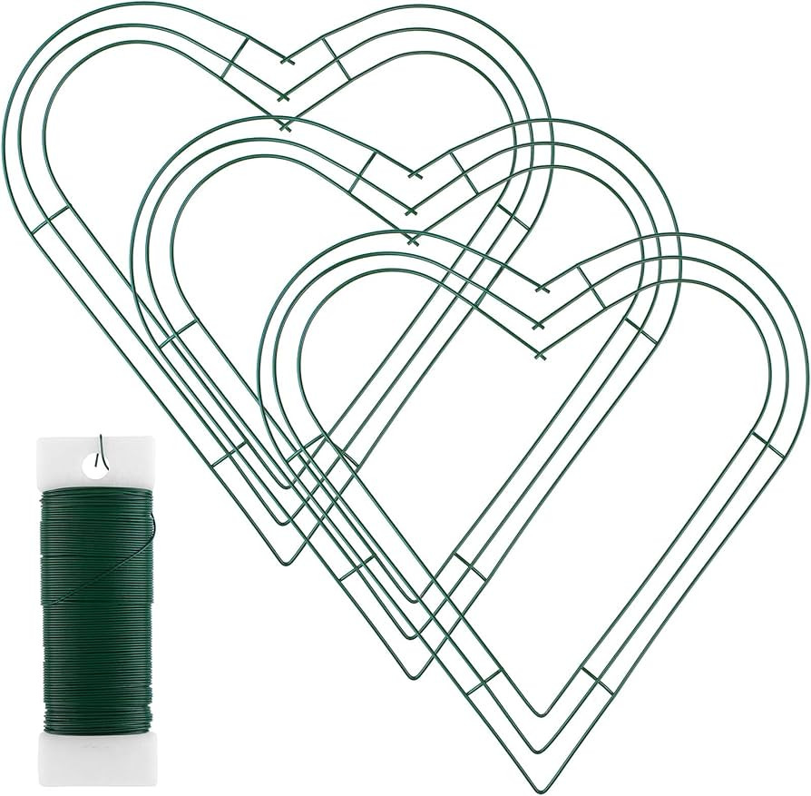 Ruisita 3 Pack 12 Inch Valentine Christmas Heart Metal Wreath with Green Floral Wire Heart-Shaped... | Amazon (US)