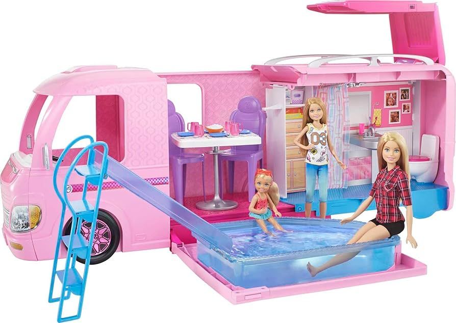 Barbie Camper Playset, Dreamcamper Toy Vehicle with 50 Accessories Including Furniture, Pool & Sl... | Amazon (US)