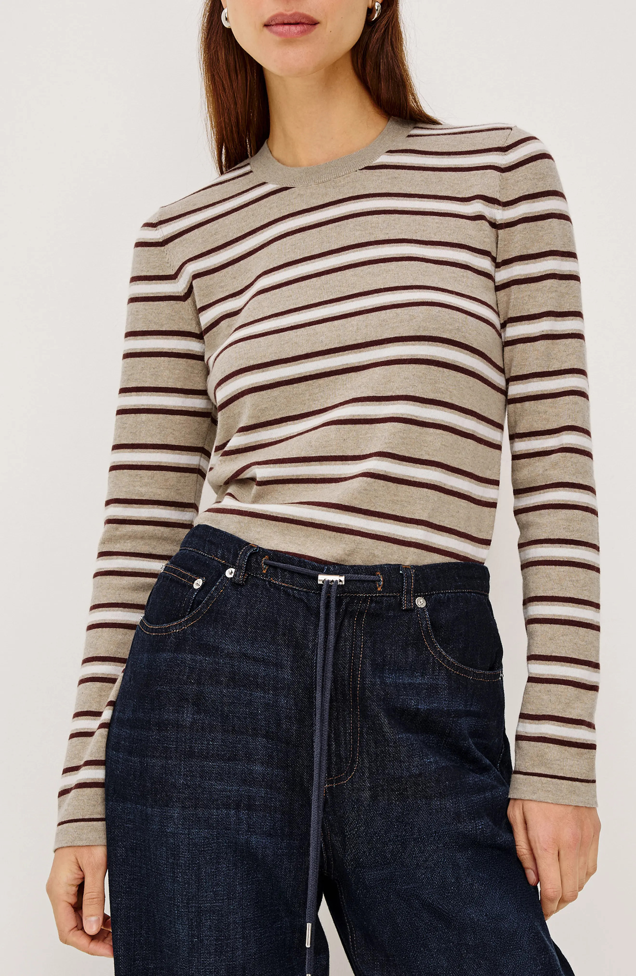 Rails Davie Striped Cotton & Cashmere Top in Heather Oat Stripe at Nordstrom, Size Xx-Small | Nordstrom
