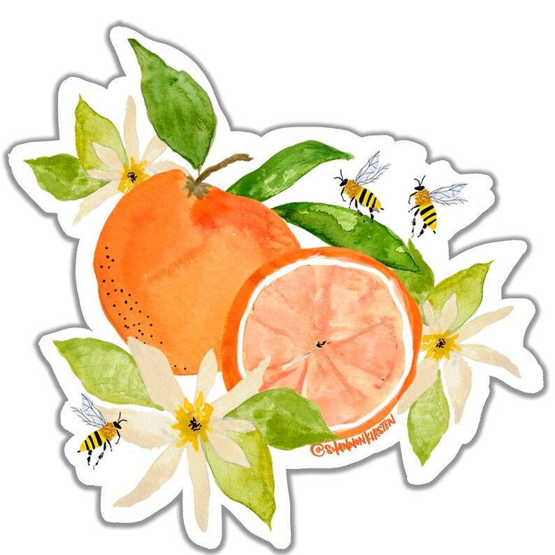 Die Cut Stickers Orange Blossom and Bee Stickers Vinyl Stickers - Etsy | Etsy (US)