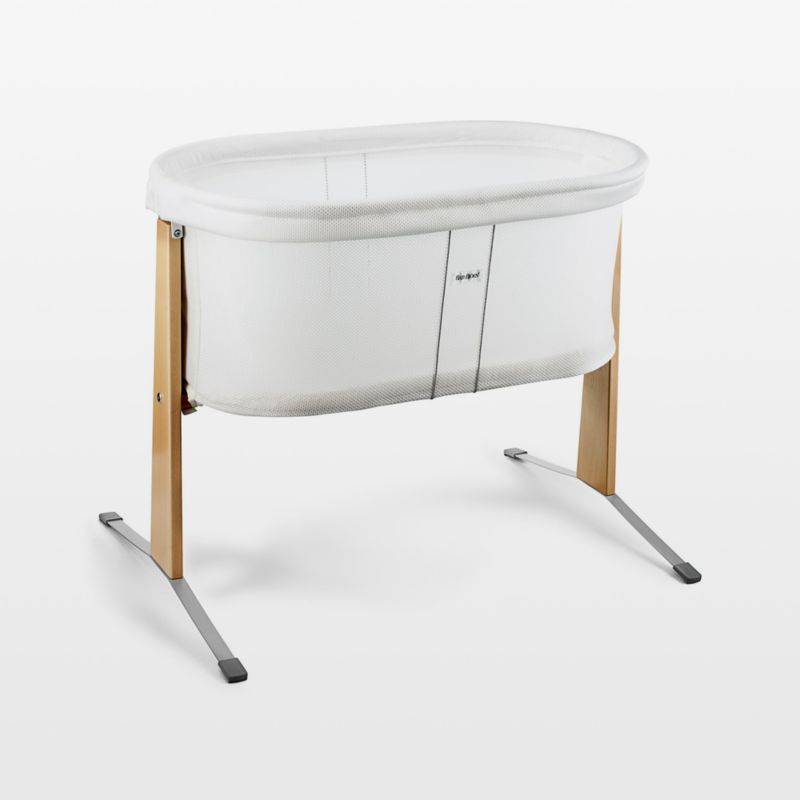 BABYBJÖRN White and Wood Rocking Cradle Bassinet + Reviews | Crate & Kids | Crate & Barrel