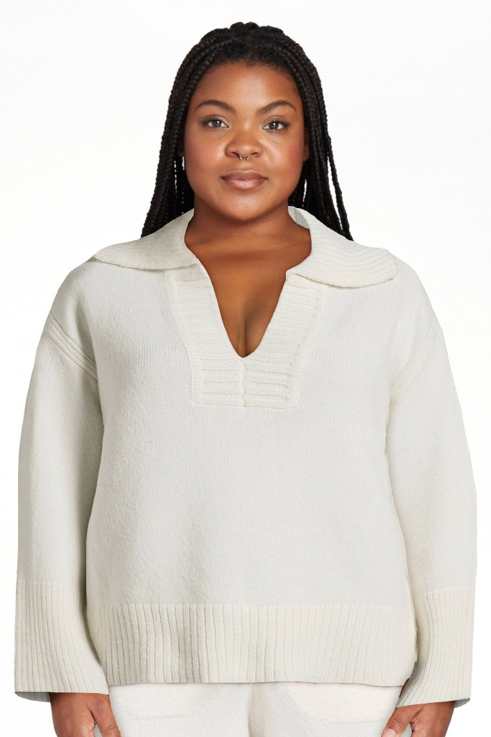 Free Assembly Women's Long Sleeve Wide Collar Sweater | Walmart (US)
