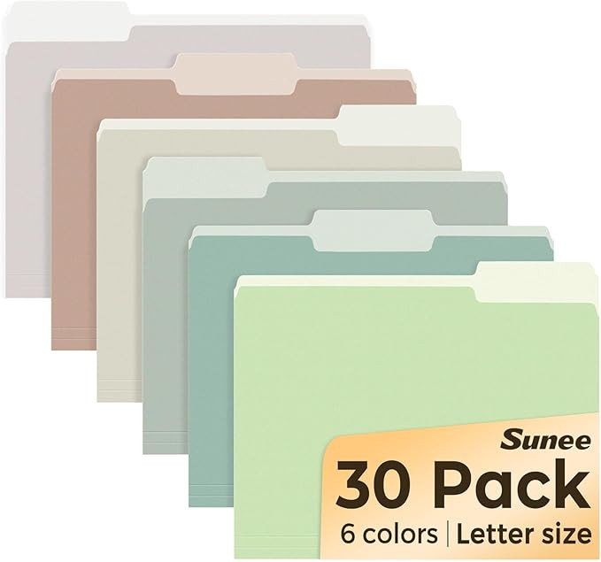 SUNEE File Folders, 30 Pack Manilla Folders 8.5 x 11, Colored File Folders Home Office School Sup... | Amazon (US)