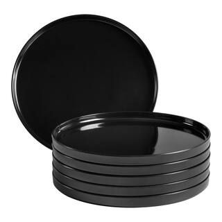 Home Decorators Collection Trenblay Melamine Salad Plates in Charcoal Black (Set of 6) | The Home Depot